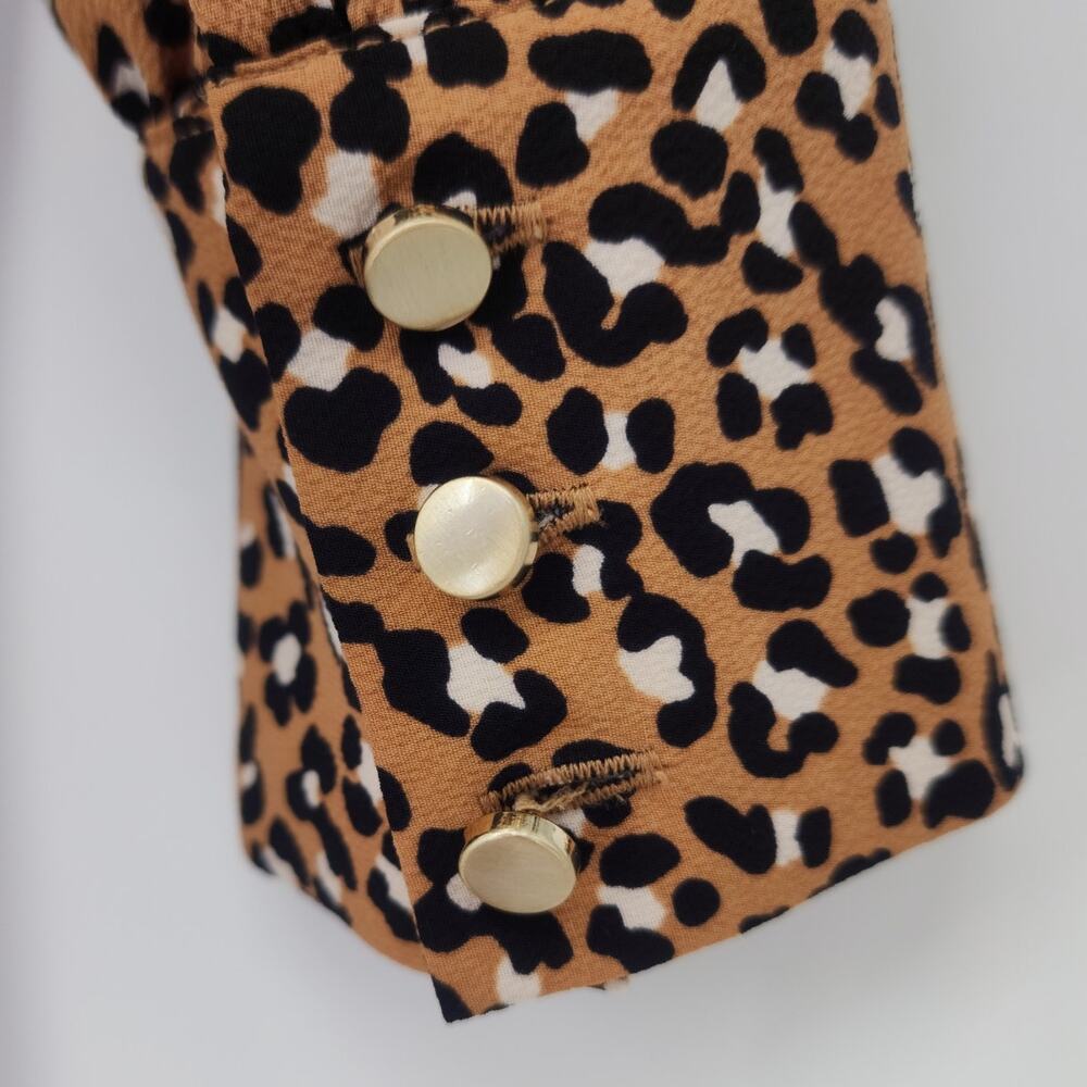 Talbots Leopard Print Ruffle Hem Dress Brown Black 10P - Picture 8 of 11